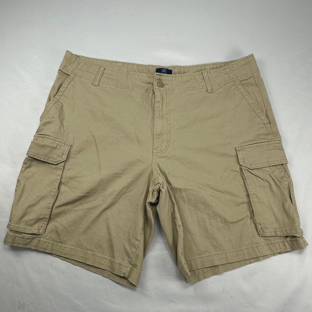 George Mens‎ Khaki Cargo Shorts Tan Cotton Blend Stretch Utility Workwear